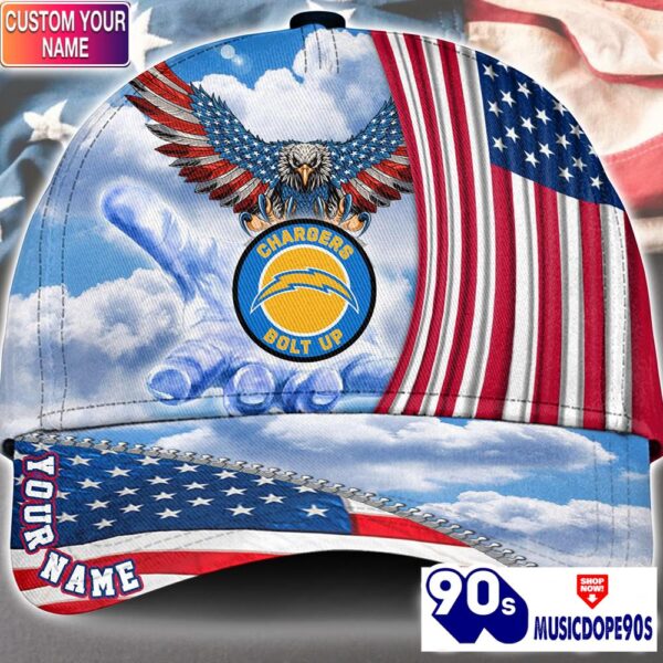 Los Angeles Chargers Cap Pride US 4th Of July Cap Veterans Cap Custom Name