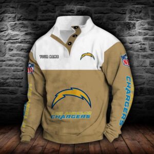 Los Angeles Chargers Double Breasted Stand Collar Hoodie