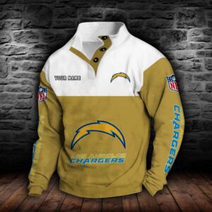 Los Angeles Chargers Double Breasted Stand Collar Hoodie