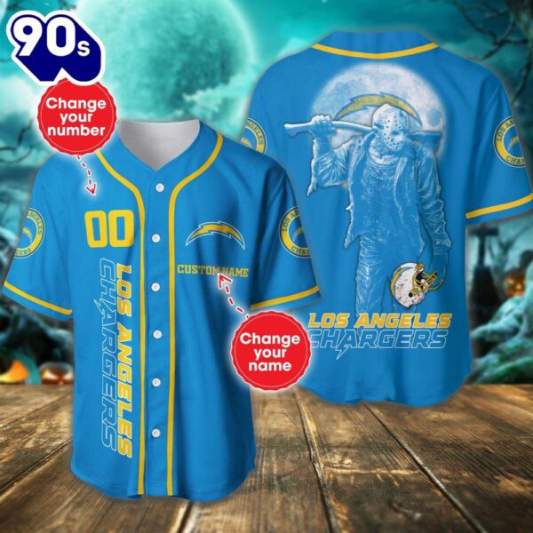 Los Angeles Chargers Horror Movie Personalized Baseball Jersey