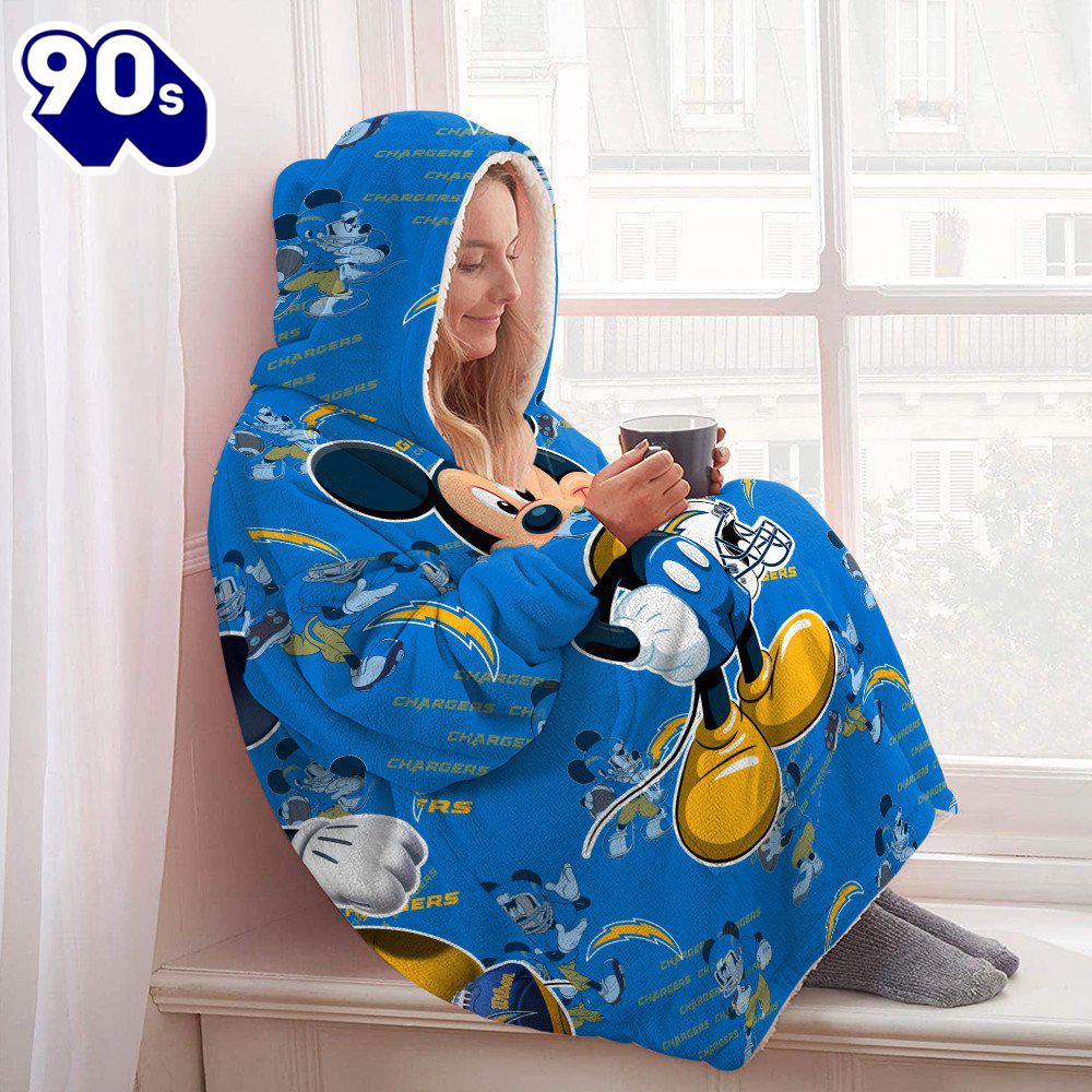 Los Angeles Chargers Mickey Mouse Huggle Hoodie Gift For Christmas Los Angeles Chargers Mickey Mouse Huggle Hoodie Gift For Christmas