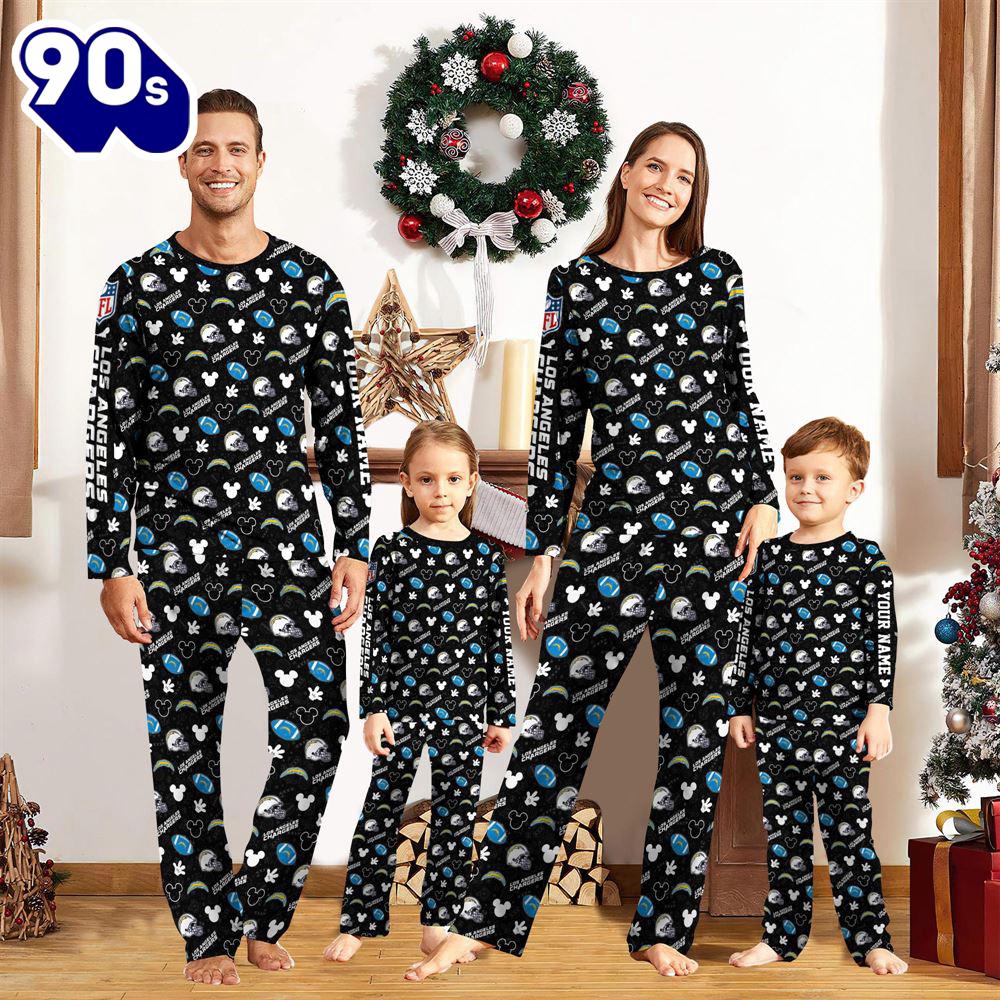 Los Angeles Chargers NFL And Mickey Mouse Pajamas Custom Your Name Gift Christmas Los Angeles Chargers NFL And Mickey Mouse Pajamas Custom Your Name Gift Christmas
