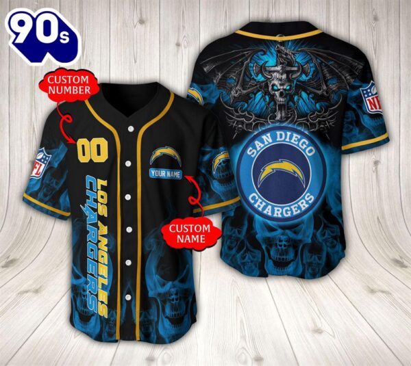Los Angeles Chargers NFL Baseball Jersey Custom Name And Number