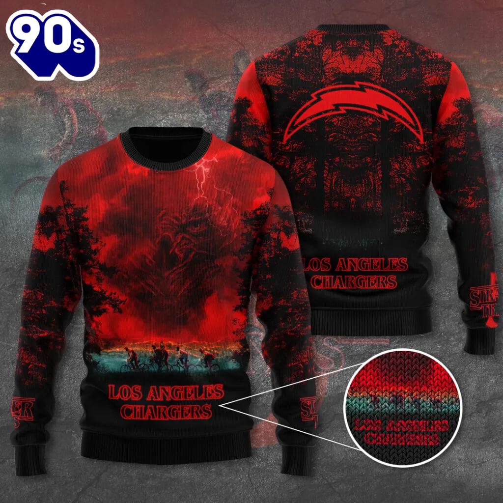 Los Angeles Chargers x Stranger Things Ugly Sweater Gift Xmas Los Angeles Chargers x Stranger Things Ugly Sweater Gift Xmas