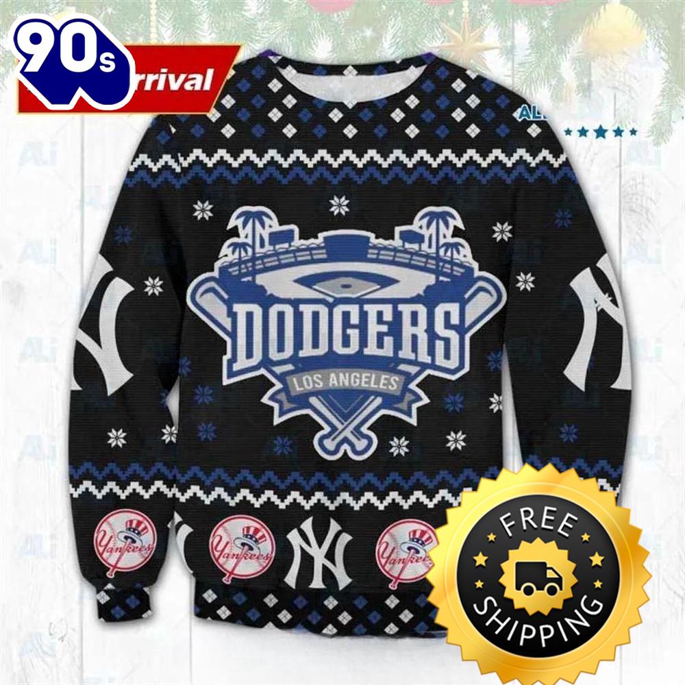 Los Angeles Dodgers New York Yankees Ugly Christmas Sweater, New York Yankees Ugly Sweater, MLB Christmas Sweater Los Angeles Dodgers New York Yankees Ugly Christmas Sweater, New York Yankees Ugly Sweater, MLB Christmas Sweater