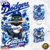 Los Angeles Dodgers x Godzilla Minus Zero 2026 Graphic T Shirt, Viral 3D Music Tee