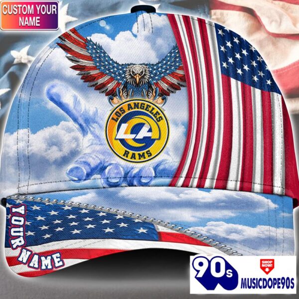Los Angeles Rams Cap Pride US 4th Of July Cap Veterans Cap Custom Name
