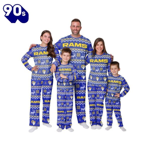 NCAA Family Pajama Sets  Los Angeles Rams NFL Patterns Essentials Christmas Holiday Family Matching Pajama Sets