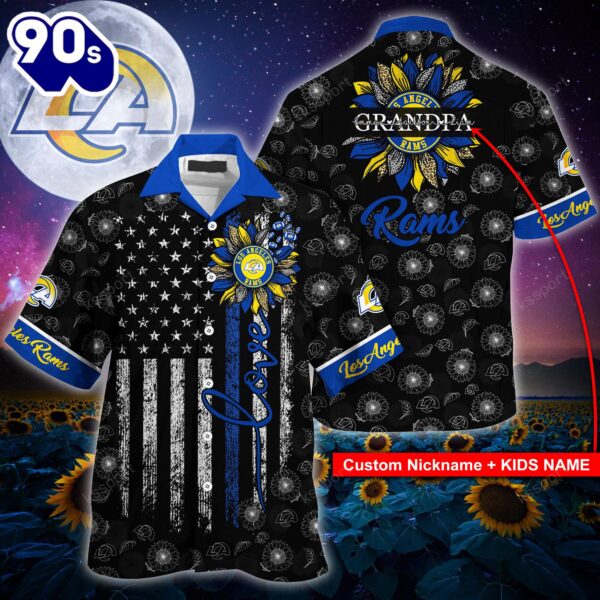 Los Angeles Rams NFL-Hawaii Shirt Sunflower Custom Your Nickname,Kids Name Best Gift For Mother Day,Father Day