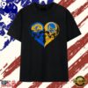 Los Angeles Rams x Golden State Warriors skulls face to face heart shape distressed T Shirt , Trend Design Shirt