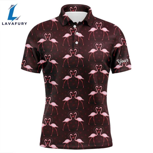 Love Pink Flamingos Pattern Custom Mens Golf Polo Shirt, Flamingo Golfing Gifts  Gift Christmas