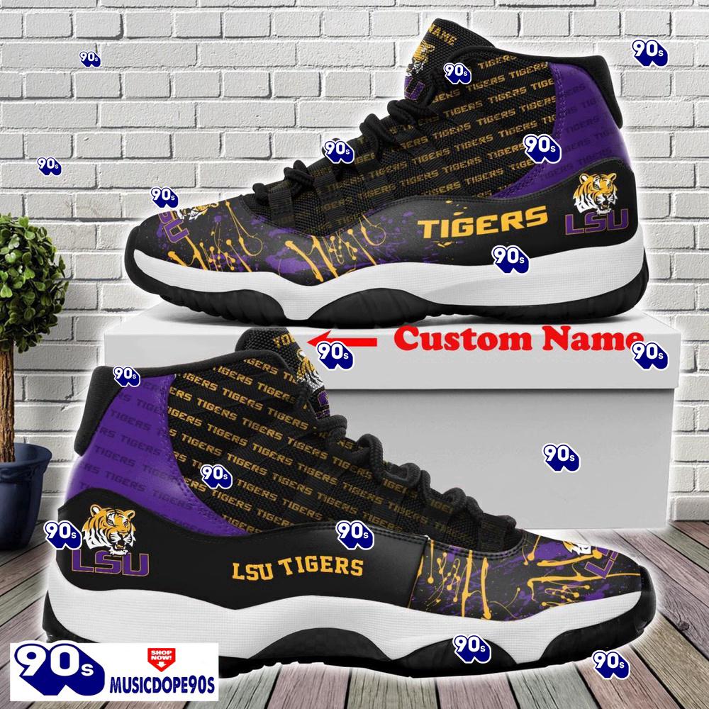 LSU Tigers Custom Name Air Jordan 11 Sneakers For Fans LSU Tigers Custom Name Air Jordan 11 Sneakers For Fans