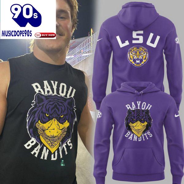 LSU Tigers Football Bayou Bandits Logo 2025 Season Purple Heart Hoodie LSU Tigers Football Bayou Bandits Logo 2025 Season Purple Heart Hoodie