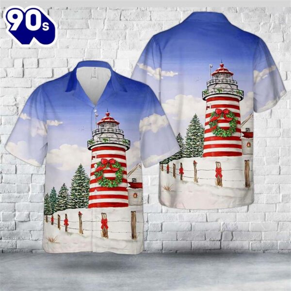Lubec, Maine, West Quoddy Lighthouse Christmas Hawaiian Shirt
