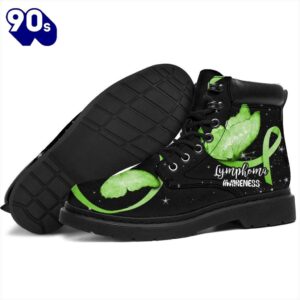 Lymphoma Awareness Leather Boots Ribbon Butterfly Shoes