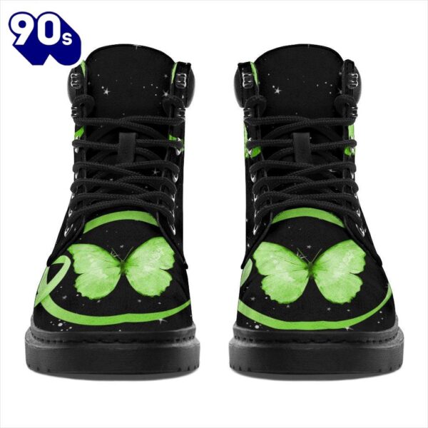 Lymphoma Awareness Leather Boots Ribbon Butterfly Shoes