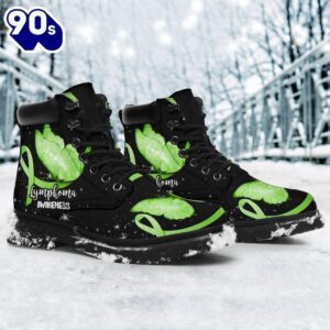 Lymphoma Awareness Leather Boots Ribbon Butterfly Shoes