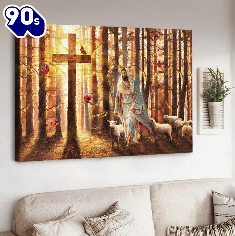 Magic Forest Walking With Jesus Infinite Halo Lamb Of God Canvas Wall Art Magic Forest Walking With Jesus Infinite Halo Lamb Of God Canvas Wall Art
