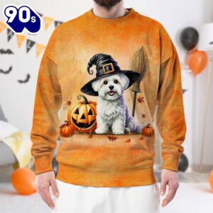 Maltese Dog In Spooky Autumn…