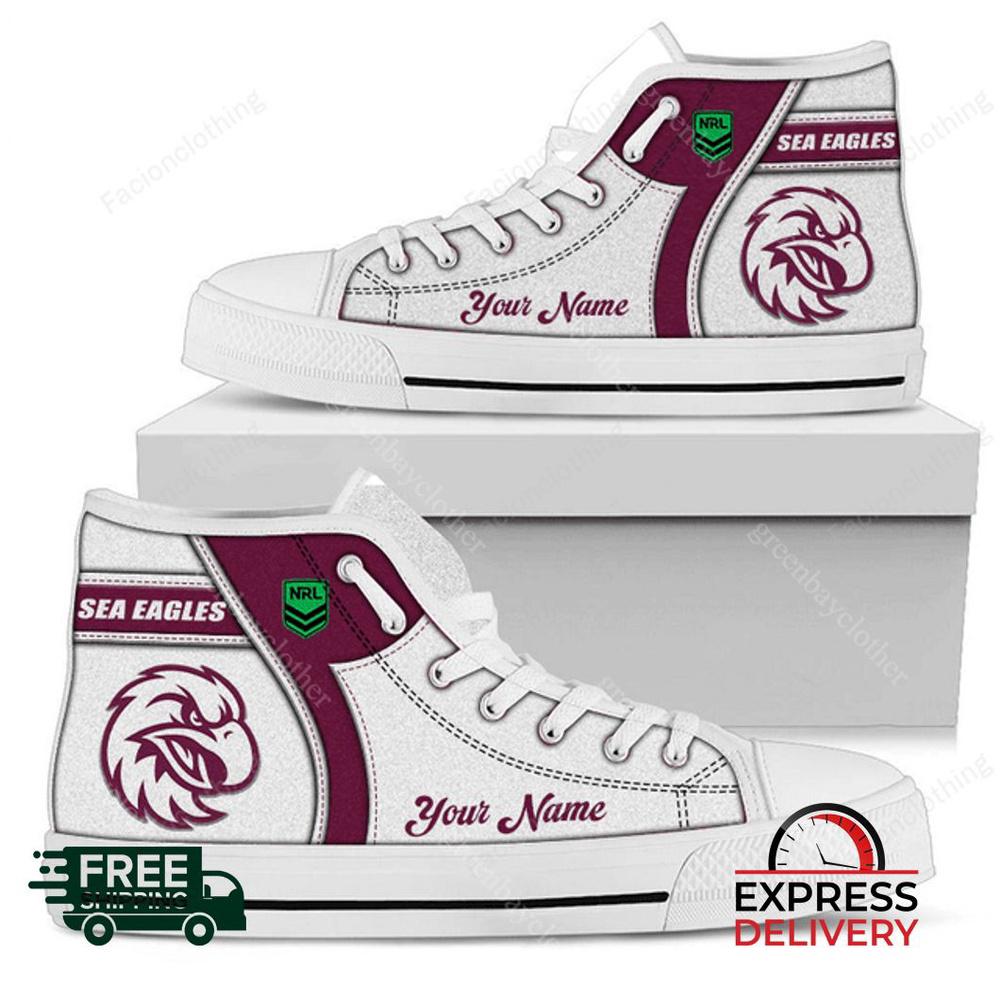 Manly Warringah Sea Eagles NRL Personalized High Top Canvas Shoes Manly Warringah Sea Eagles NRL Personalized High Top Canvas Shoes