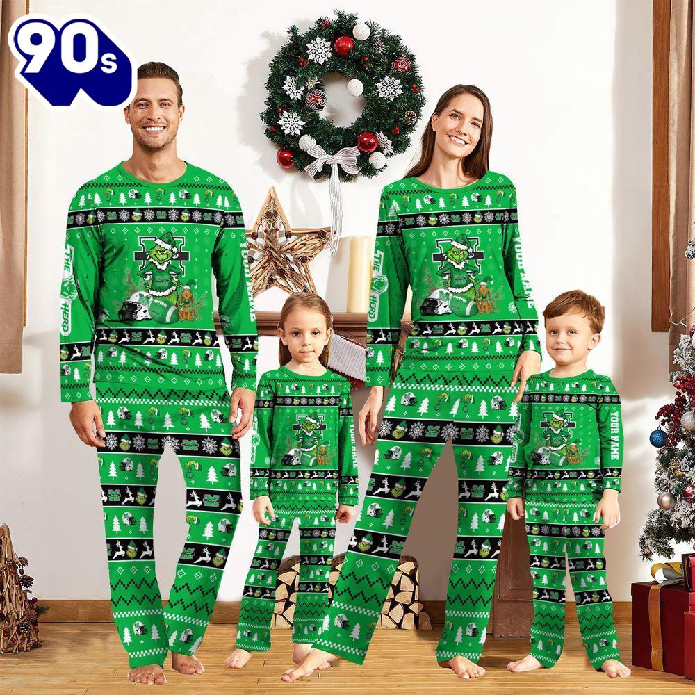 Marshall Thundering Herd NCAA Custom Name Grinch Christmas And Sport Team Pajama Set Gift Christmas Marshall Thundering Herd NCAA Custom Name Grinch Christmas And Sport Team Pajama Set Gift Christmas