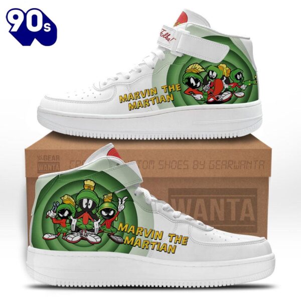 Marvin the Martian High Top Air Force Shoes Custom Looney Tunes Sneakers