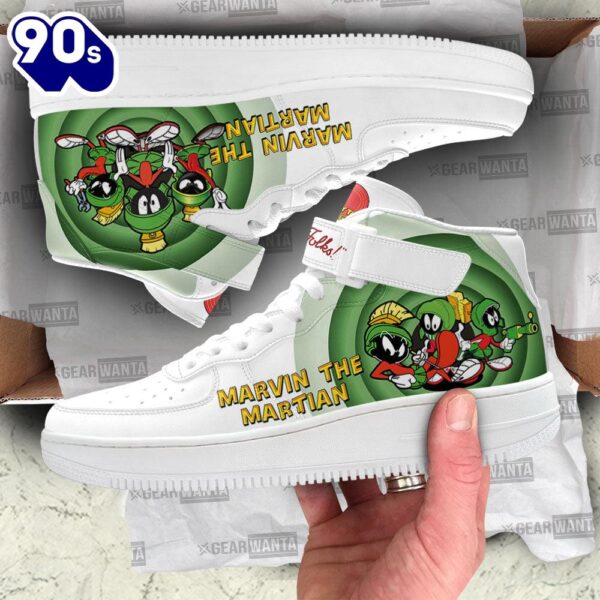 Marvin the Martian High Top Air Force Shoes Custom Looney Tunes Sneakers