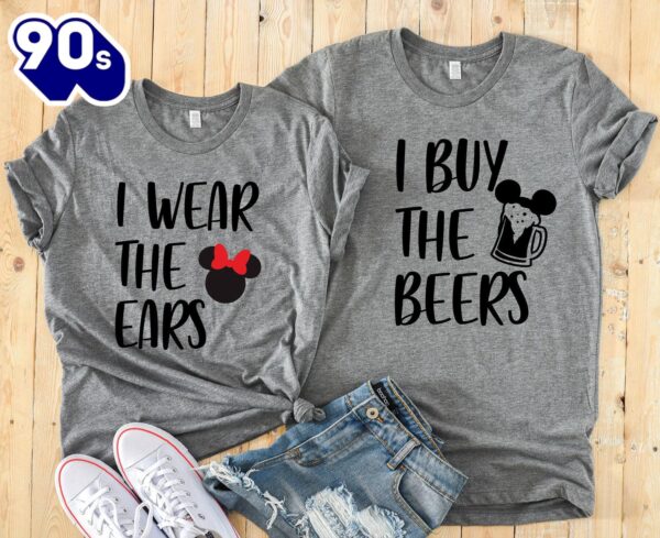 Matching Disney Couples Shirts Minnie Mickey Ears and Beers Adult T-Shirts