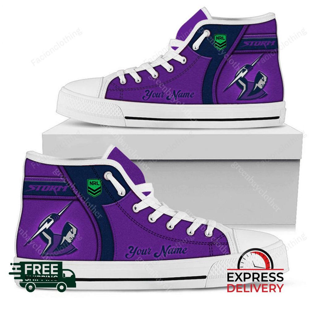 Melbourne Storm NRL Personalized High Top Canvas Shoes Melbourne Storm NRL Personalized High Top Canvas Shoes
