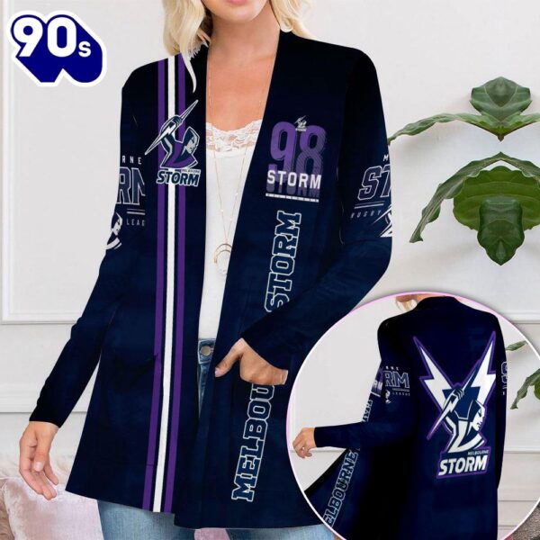 Melbourne Storm Women’s Patch Pocket Cardigan For Fans