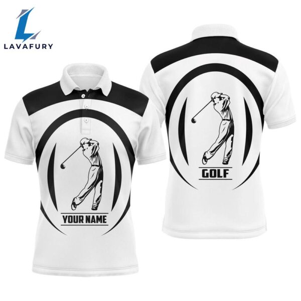 Men Golf Polo Shirts Black And White Golfer Custom Name Best Mens Golf Wear, Gifts For The Golfer  Gift Christmas