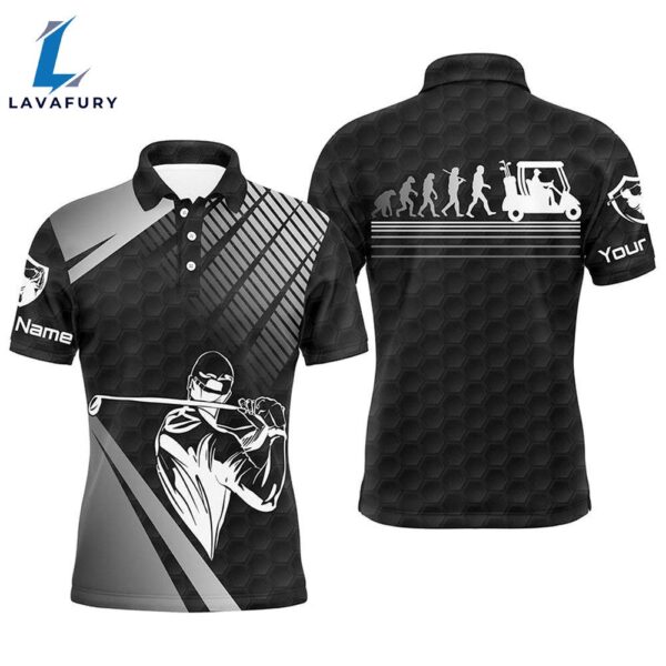 Men Golf Polo Shirts Custom Name Black Golf Evolution Men Golf Top, Funny Golf Polo Shirts   Gift Christmas