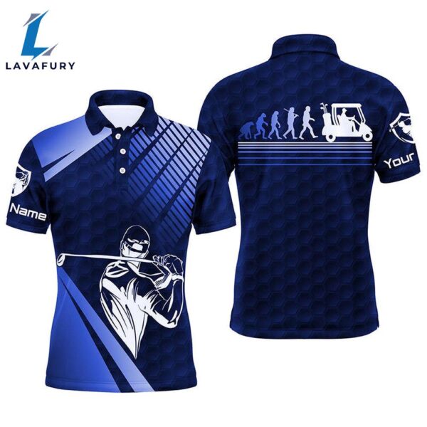 Men Golf Polo Shirts Custom Name Blue Golf Evolution Men Golf Top, Funny Golf Polo Shirts   Gift Christmas