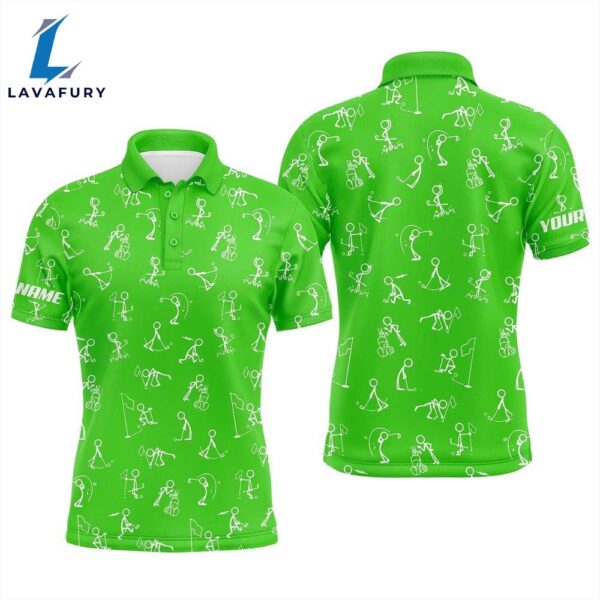 Men Golf Polo Shirts Custom Name Funny Golf Pattern Green Polo Shirt Best Mens Golf Wear  Gift Christmas