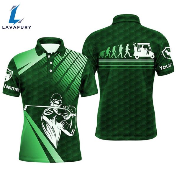 Men Golf Polo Shirts Custom Name Green Golf Evolution Men Golf Top, Funny Golf Polo Shirts   Gift Christmas
