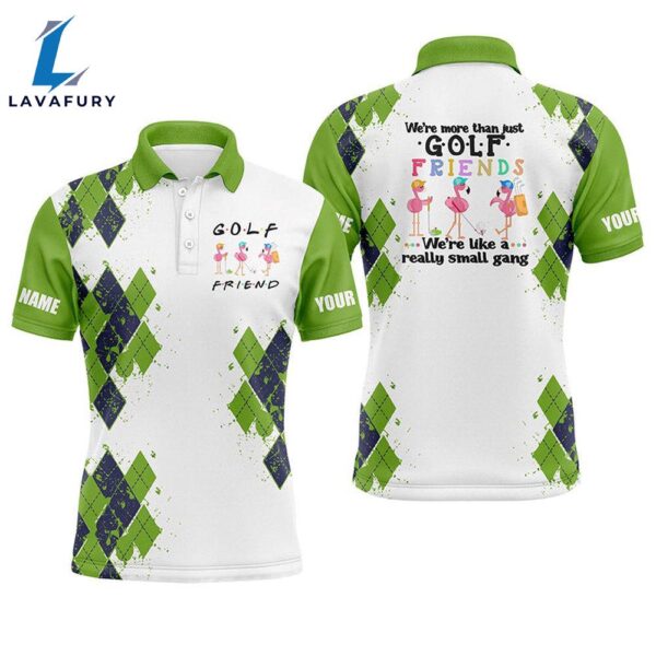 Men Golf Polo Shirts We’Re More Than Just Golf Friends Flamingo Custom Name Funny  Green  Gift Christmas