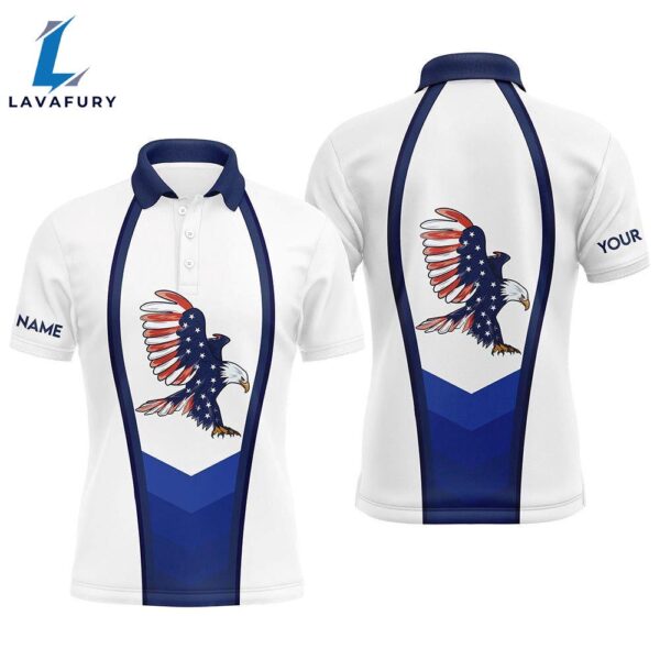 Mens American Flag Eagle Polo Shirts, Custom Name Best    Gift Christmas