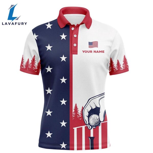 Mens American Flag Polo Shirts Custom Name Patriotic Shirt Funny    Gift Christmas
