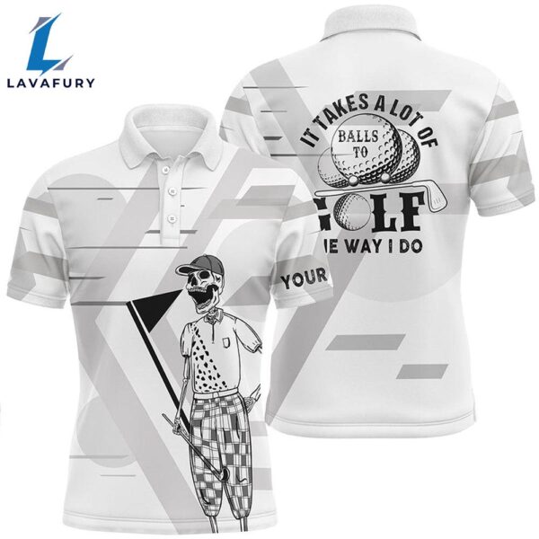 Mens Black & White Skull Golf Polo Shirts Custom Name Crazy Polo Golf Gifts   Gift Christmas