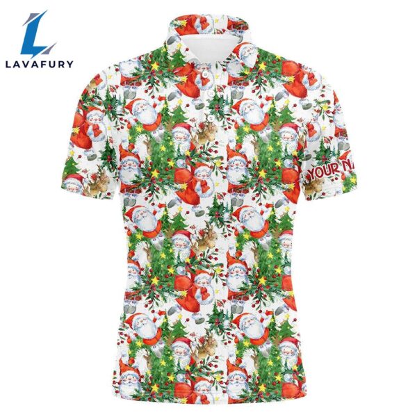 Mens Golf Polo Shirt Custom Christmas Santa Claus Golf Polos Shirt   Gift Christmas