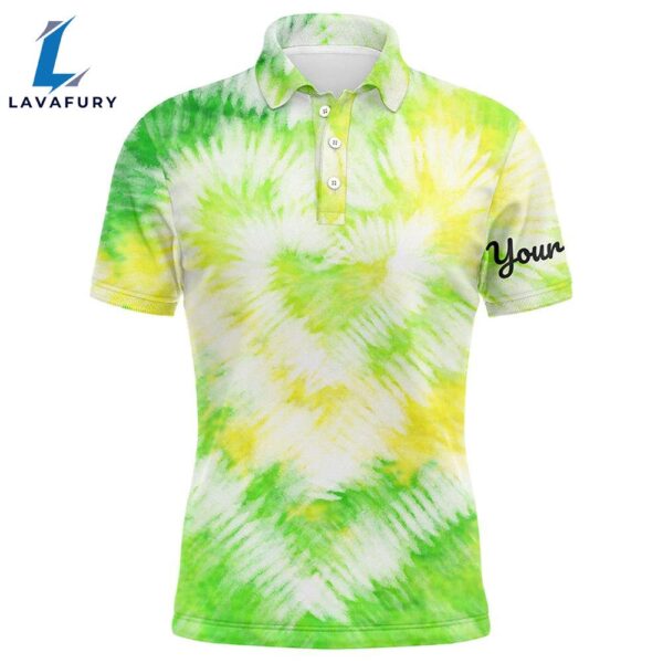 Mens Golf Polo Shirt Custom Green Tie Dye  Mens Golf Attire, Men’S Golf Clothes  Gift Christmas
