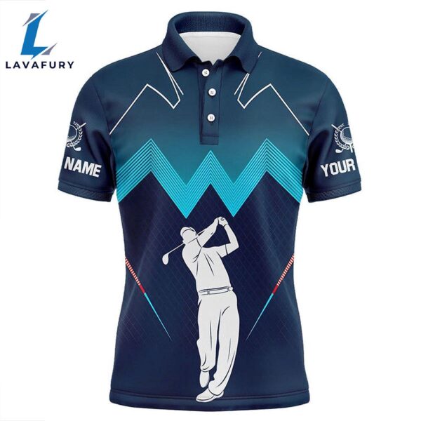 Mens Golf Polo Shirt Custom Name Men’S Golf Apparel, Gifts For Golf Lovers Blue  Gift Christmas