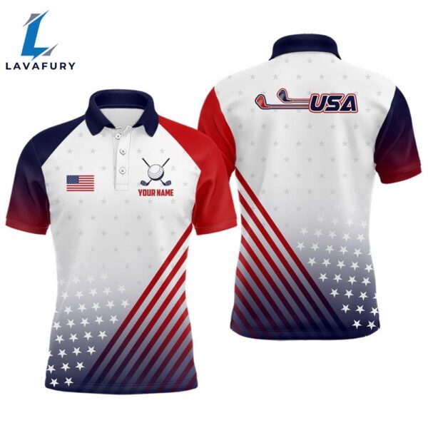 Mens Golf Polo Shirts American Flag Custom Patriotic Team    Gift Christmas