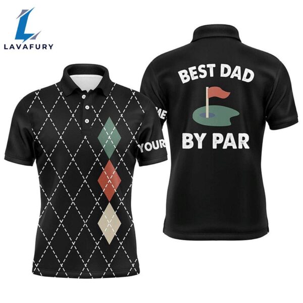 Mens Golf Polo Shirts Black Argyle Plaid Custom Best Dad By Par  For Dad, Father’S Day Gift  Gift Christmas