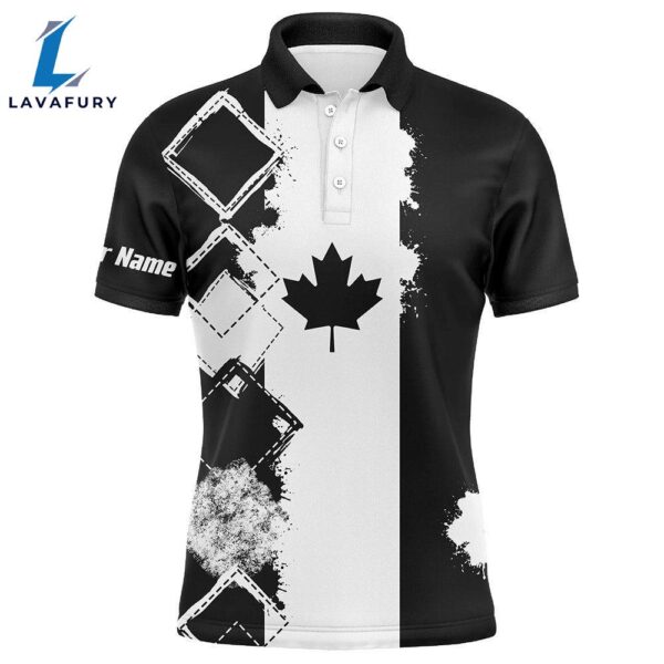 Mens Golf Polo Shirts Black Canada Flag Patriot Custom Name    Gift Christmas