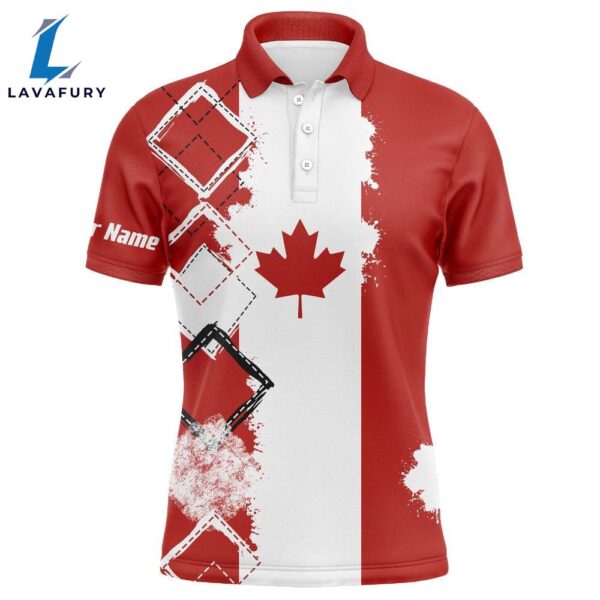Mens Golf Polo Shirts Canada Flag Patriot Custom Name    Gift Christmas