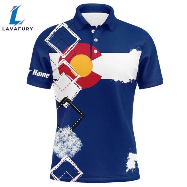 Mens Golf Polo Shirts Colorado Flag Patriot Custom Name    Gift Christmas