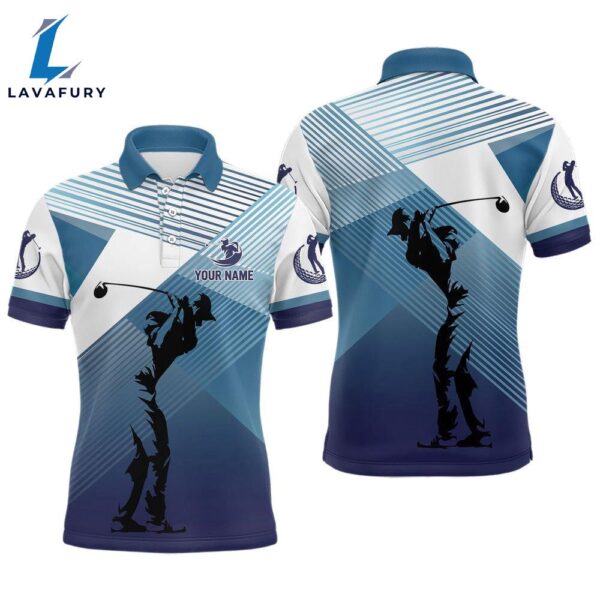 Mens Golf Polo Shirts Custom Abstract Blue Background Team , Golf Tops   Gift Christmas