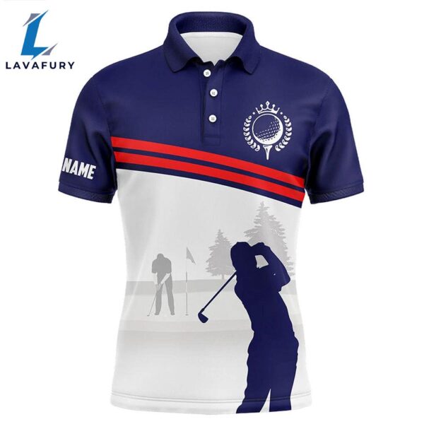 Mens Golf Polo Shirts Custom Blue And White , Best Mens Golf Wears  Gift Christmas
