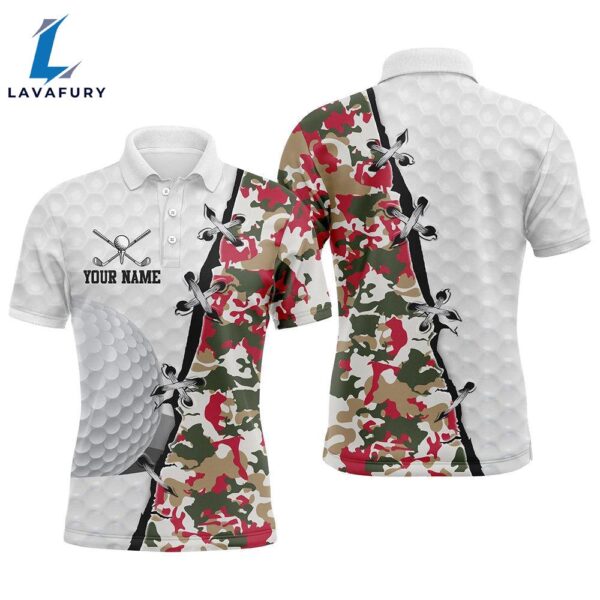 Mens Golf Polo Shirts Custom Camouflage Christmas Mens , Team Golf Tops   Gift Christmas